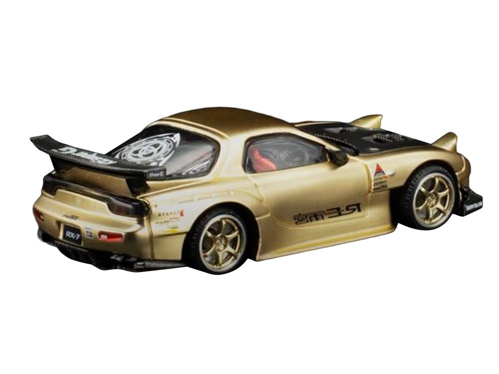 Mazda RX7 (FD3S) RE Amemiya RHD (Right Hand Drive) Gold Metallic with Carbon Hood "Thailand Diecast Expo 2026" 1/64 Diecast Model Car by Pop Race view 4