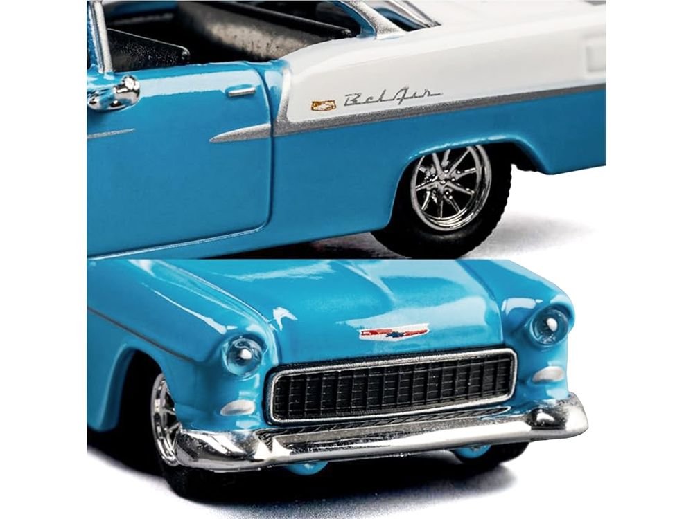 1955 Chevrolet Bel Air Blue and White "Collection" Series 1/64 Diecast Model Car by Majorette view 3