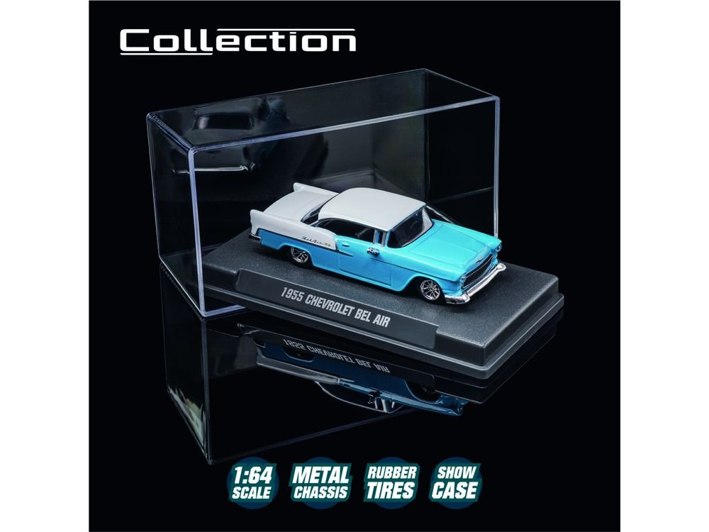 1955 Chevrolet Bel Air Blue and White "Collection" Series 1/64 Diecast Model Car by Majorette view 4
