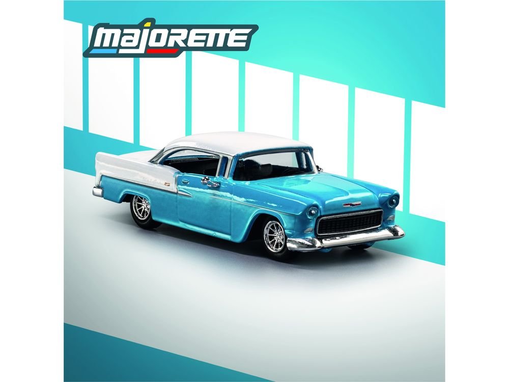 1955 Chevrolet Bel Air Blue and White "Collection" Series 1/64 Diecast Model Car by Majorette view 5