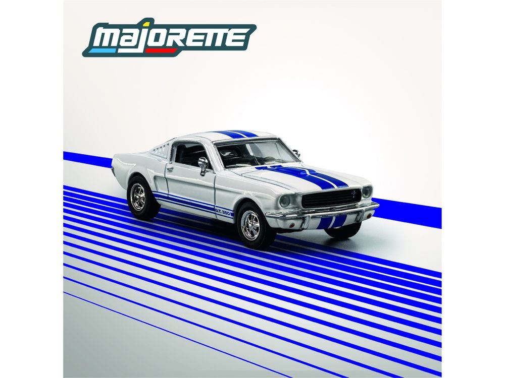 1965 Shelby GT350 White with Blue Stripes "Collection" Series 1/64 Diecast Model Car by Majorette view 3
