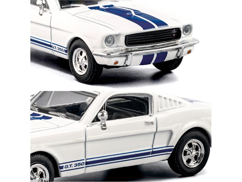 1965 Shelby GT350 White with Blue Stripes "Collection" Series 1/64 Diecast Model Car by Majorette view 4