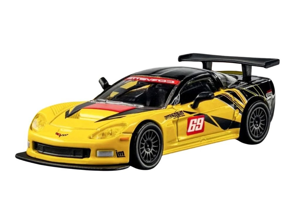 2005 Chevrolet Corvette C6R #69 Yellow and Black "Collection" Series 1/64 Diecast Model Car by Majorette view 2