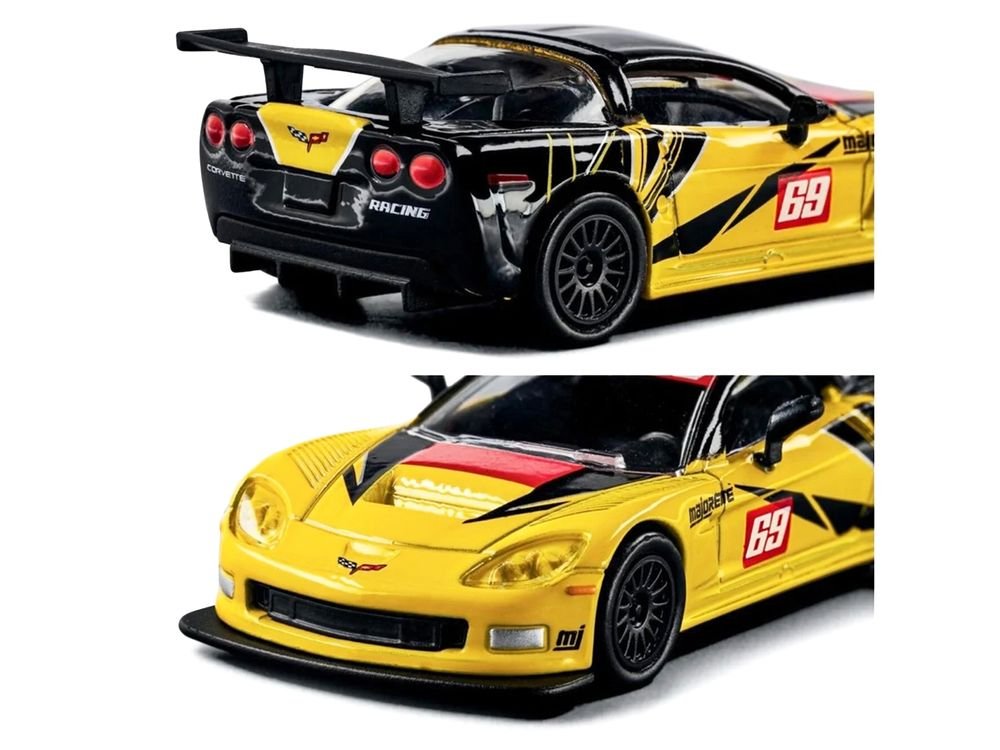 2005 Chevrolet Corvette C6R #69 Yellow and Black "Collection" Series 1/64 Diecast Model Car by Majorette view 3