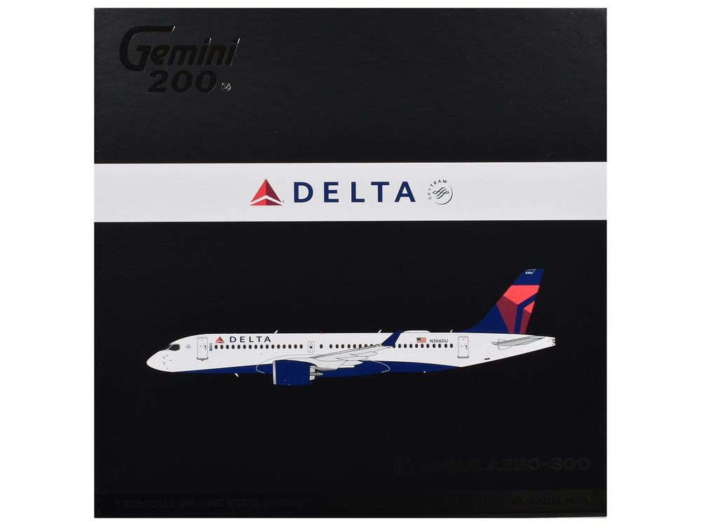 Airbus A220-300 Commercial Aircraft "Delta Air Lines" (N306DU) White with Red and Blue Tail "Gemini 200" Series 1/200 Diecast Model Airplane by GeminiJets view 3