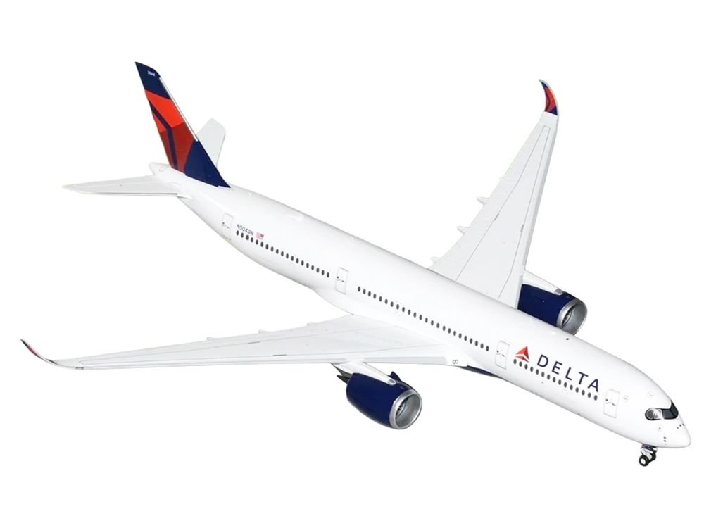 Airbus A350-900 Commercial Aircraft "Delta Air Lines" (N504DN) White with Red and Blue Tail "Gemini 200" Series 1/200 Diecast Model Airplane by GeminiJets view 2