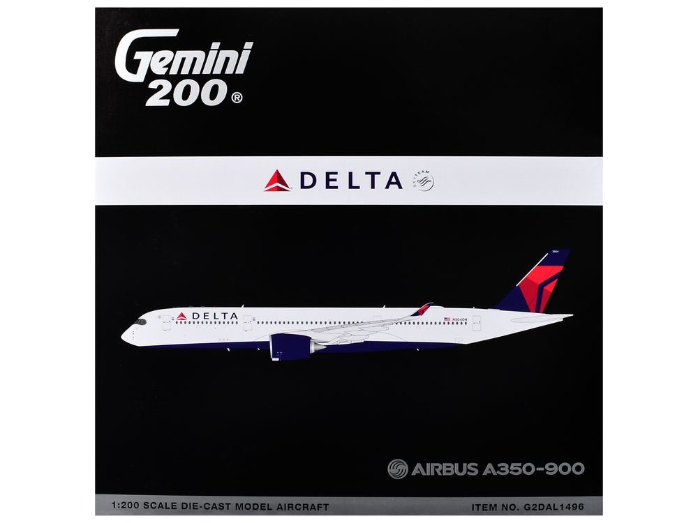 Airbus A350-900 Commercial Aircraft "Delta Air Lines" (N504DN) White with Red and Blue Tail "Gemini 200" Series 1/200 Diecast Model Airplane by GeminiJets view 3