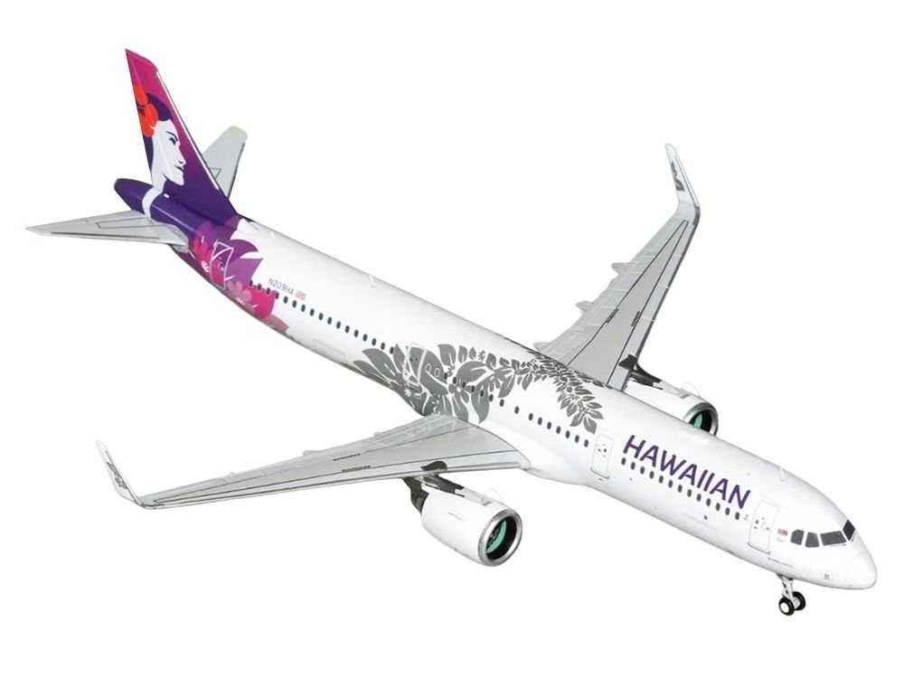 Airbus A321neo Commercial Aircraft "Hawaiian Airlines" (N209HA) White with Purple Tail and Graphics "Gemini 200" Series 1/200 Diecast Model Airplane by GeminiJets view 2