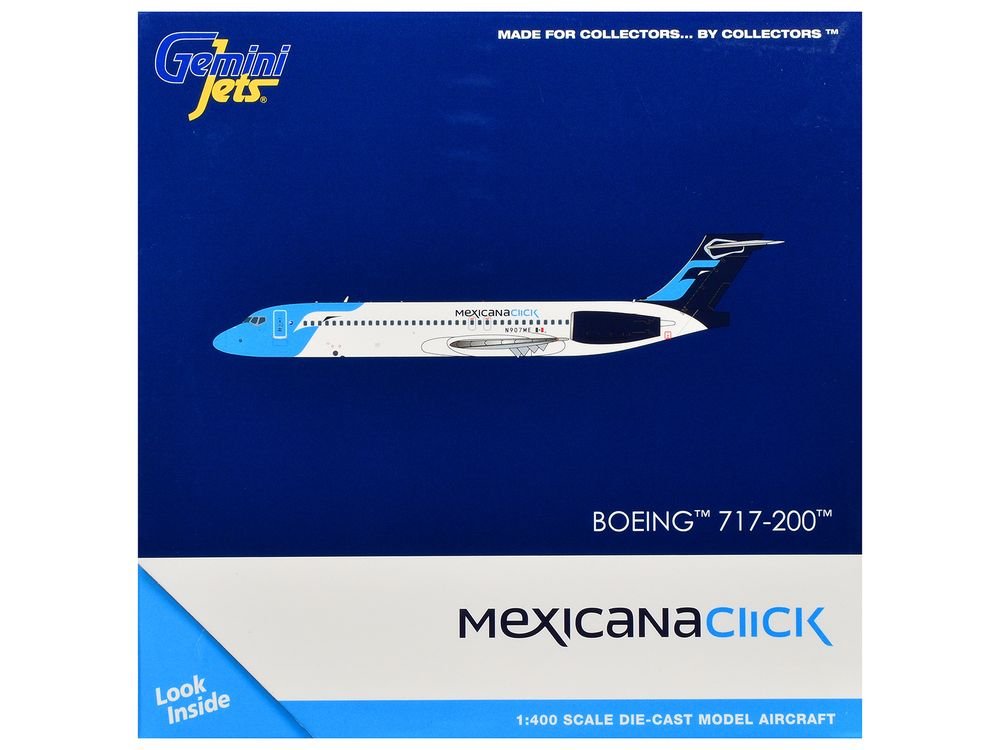 Boeing 717-200 Commercial Aircraft "Mexicana Click" (N907ME) White with Light Blue Nose and Dark Blue Tail 1/400 Diecast Model Airplane by GeminiJets view 3