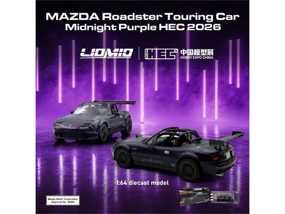 Mazda Roadster Touring Car RHD (Right Hand Drive) Midnight Purple Metallic "Hobby Expo China 2026 Event Edition" 1/64 Diecast Model Car by Liomio view 2