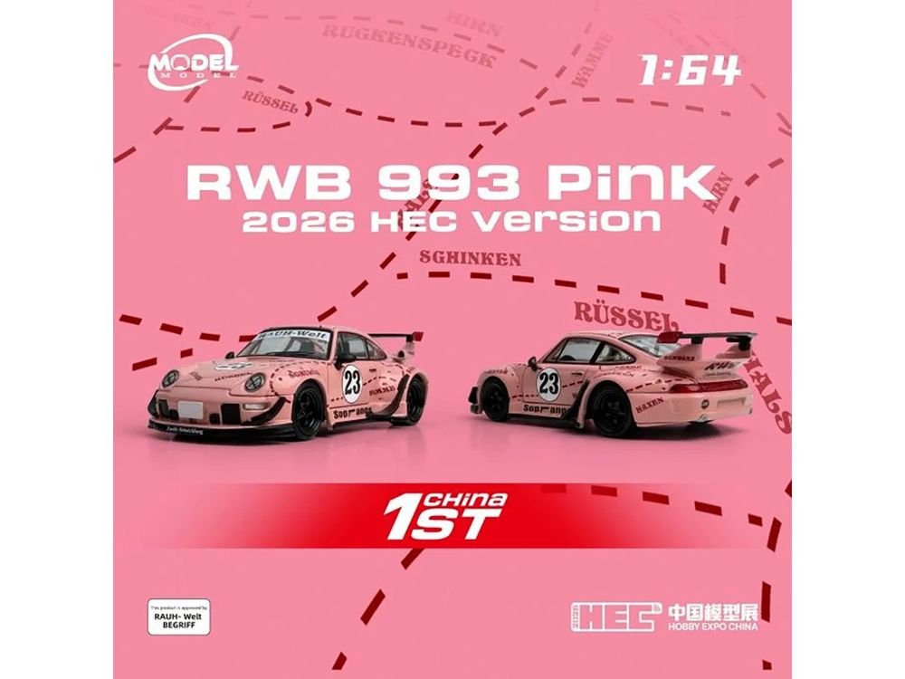RWB 993 #23 Pink Version with Graphics "Hobby Expo China 2026 Event Edition" 1/64 Diecast Model Car by Model Model view 2