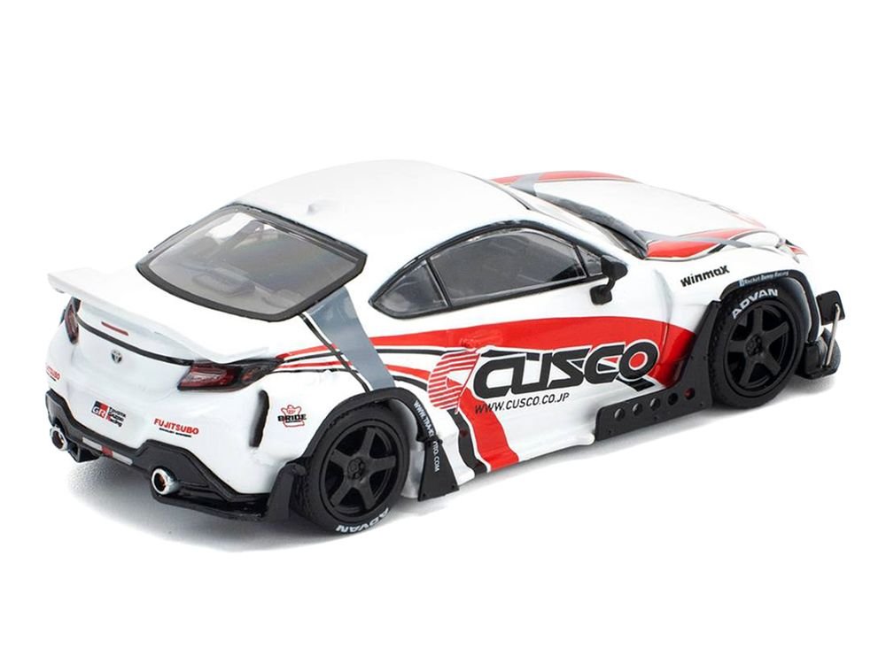 Toyota Pandem GR86 "Cusco" White with Racing Graphics 1/64 Diecast Model Car by Pop Race view 5
