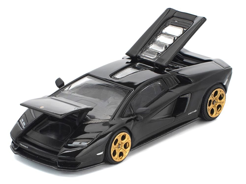 Lamborghini Countach LPI 800-4 Deep Black 1/64 Diecast Model Car by Pop Race view 2