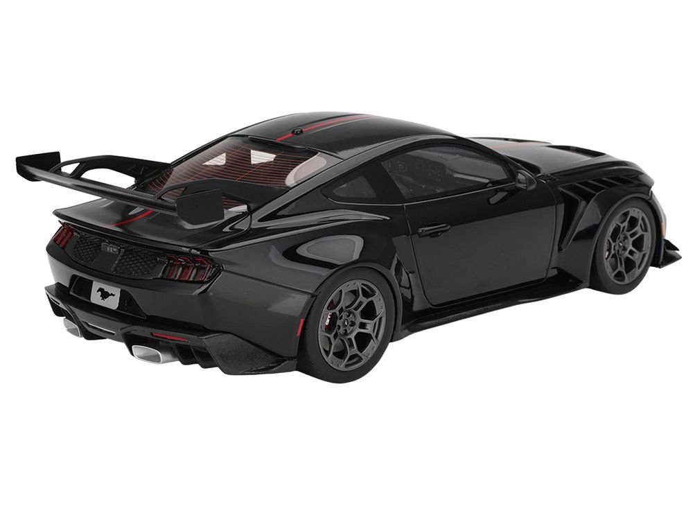 Ford Mustang GTD Shadow Black with Red Stripe 1/18 Model Car by Top Speed view 5