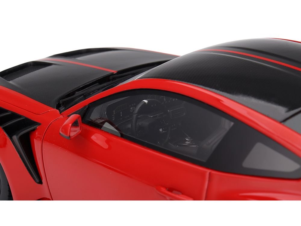 Ford Mustang GTD Race Red and Carbon Fiber with Red Stripe 1/18 Model Car by Top Speed view 2