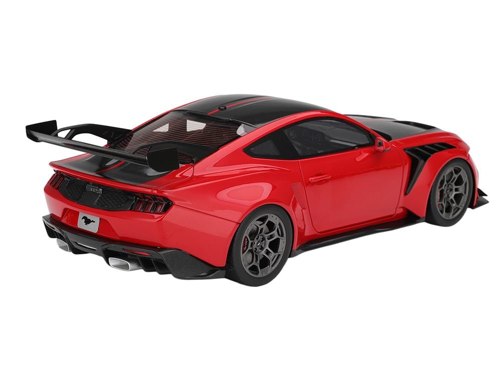 Ford Mustang GTD Race Red and Carbon Fiber with Red Stripe 1/18 Model Car by Top Speed view 5