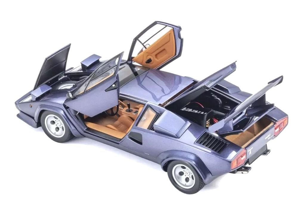 Lamborghini Countach LP 5000 Quattrovalvole Dark Blue Metallic 1/18 Diecast Model Car by Kyosho view 2