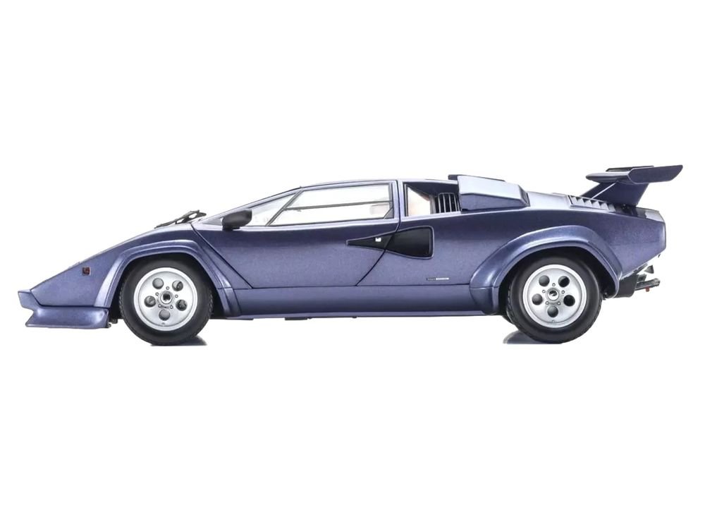 Lamborghini Countach LP 5000 Quattrovalvole Dark Blue Metallic 1/18 Diecast Model Car by Kyosho view 4