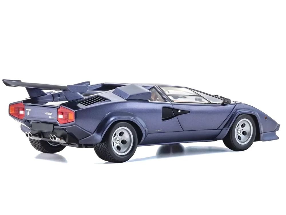 Lamborghini Countach LP 5000 Quattrovalvole Dark Blue Metallic 1/18 Diecast Model Car by Kyosho view 5
