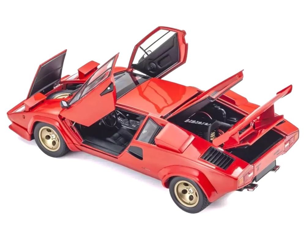 Lamborghini Countach LP 5000 Quattrovalvole Red with Gold Wheels 1/18 Diecast Model Car by Kyosho view 2