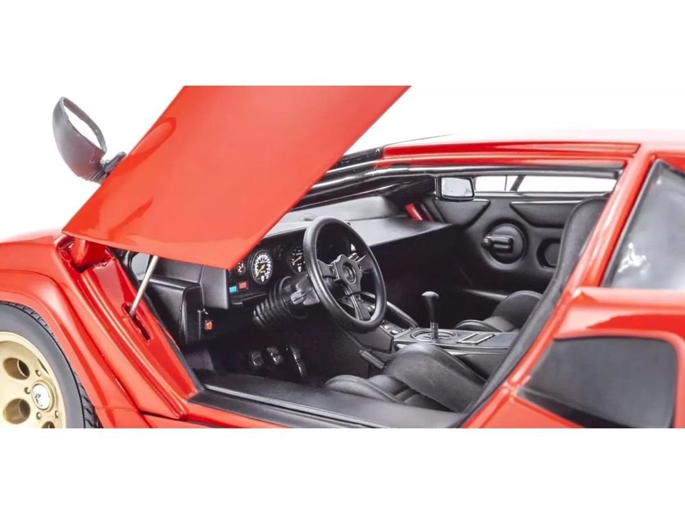 Lamborghini Countach LP 5000 Quattrovalvole Red with Gold Wheels 1/18 Diecast Model Car by Kyosho view 3