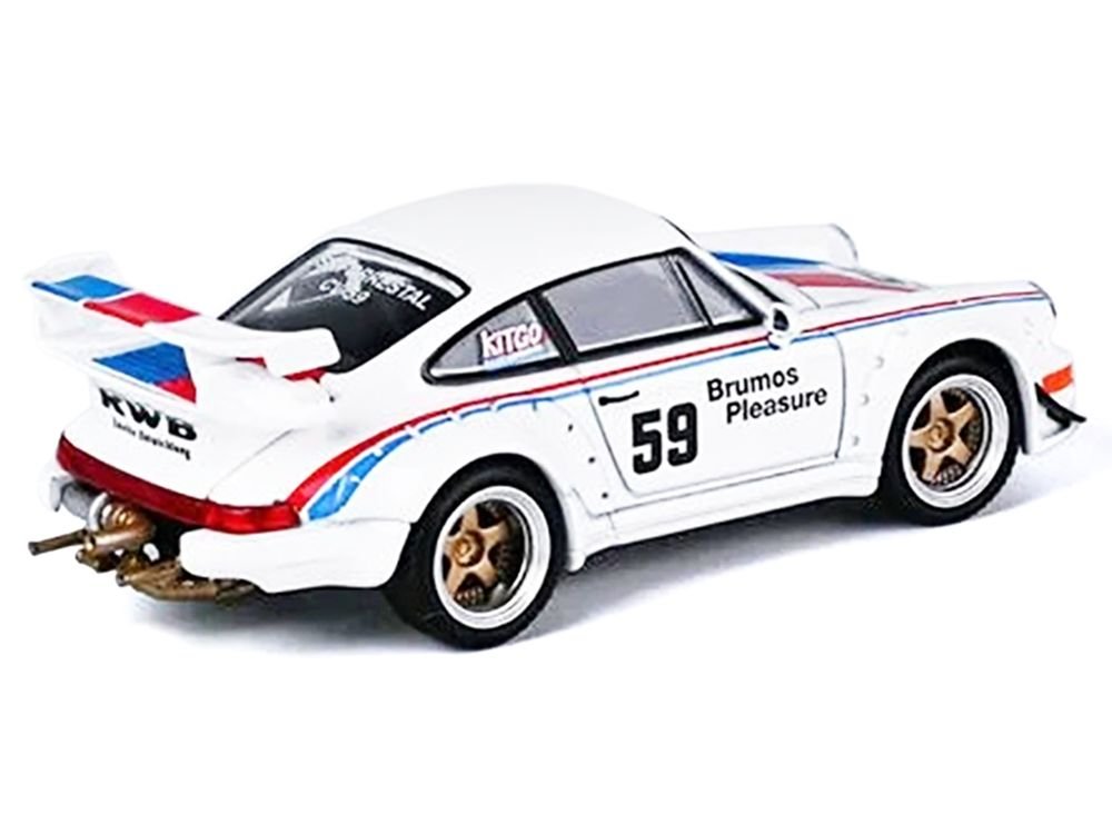 RWB 964 #59 "Brumos Pleasure" White with Red and Blue Stripes "KitGo Base" Series 1/64 Diecast Model Car by Model Model view 3