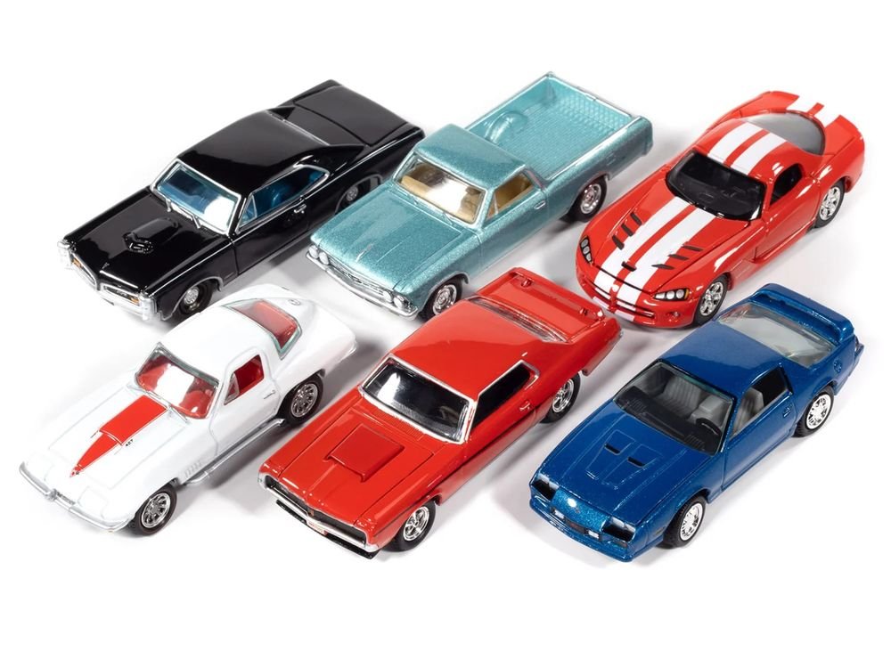"Muscle Cars USA" 2025 Release 3 Set A of 6 pieces "MECUM Auctions" 1/64 Diecast Model Cars by Johnny Lightning view 2