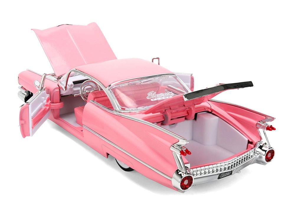 1959 Cadillac Coupe DeVille Pink with Pink and White Interior "Showroom Floor" Series 1/24 Diecast Model Car by Jada view 4