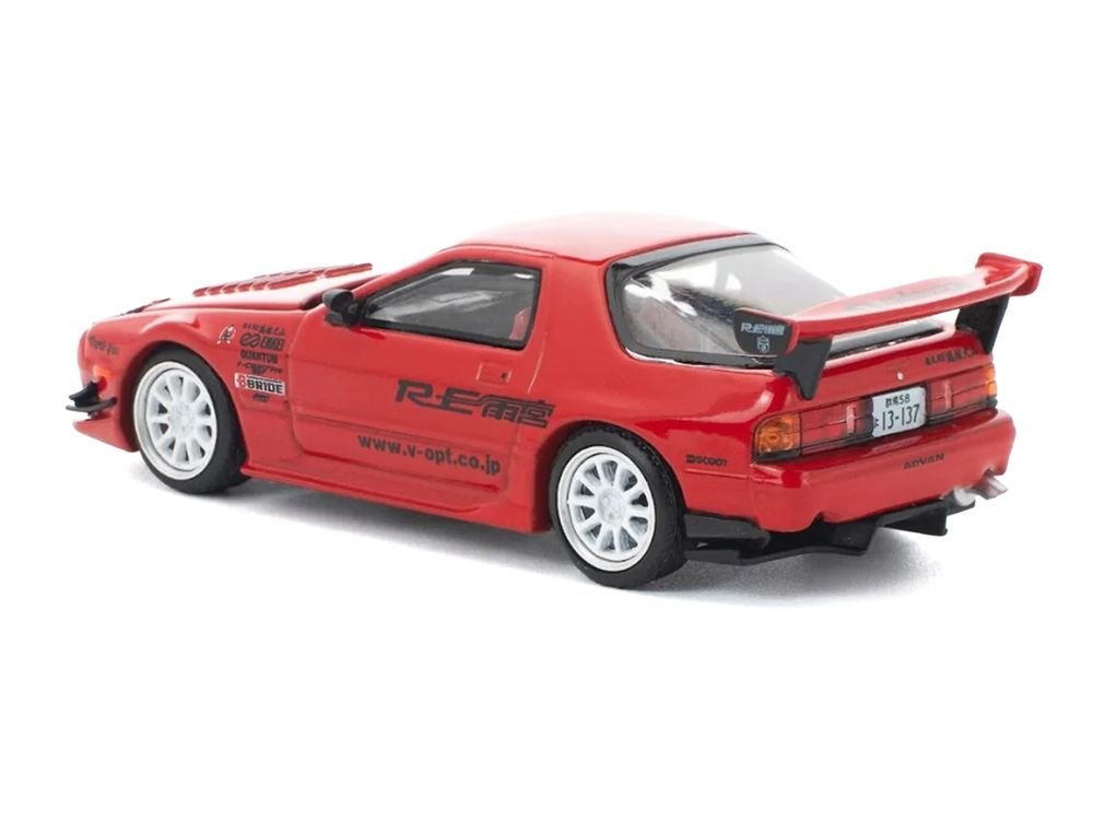 Mazda RX7 (FC3S) RE Amemiya RHD (Right Hand Drive) Red Metallic 1/64 Diecast Model Car by Pop Race view 4