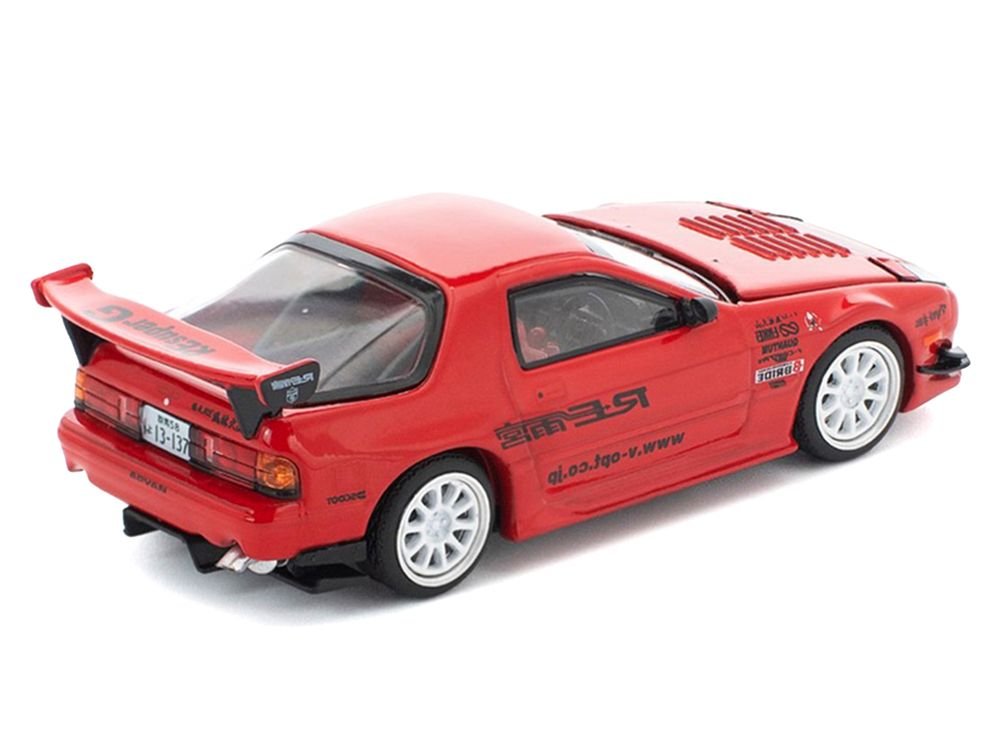 Mazda RX7 (FC3S) RE Amemiya RHD (Right Hand Drive) Red Metallic 1/64 Diecast Model Car by Pop Race view 5