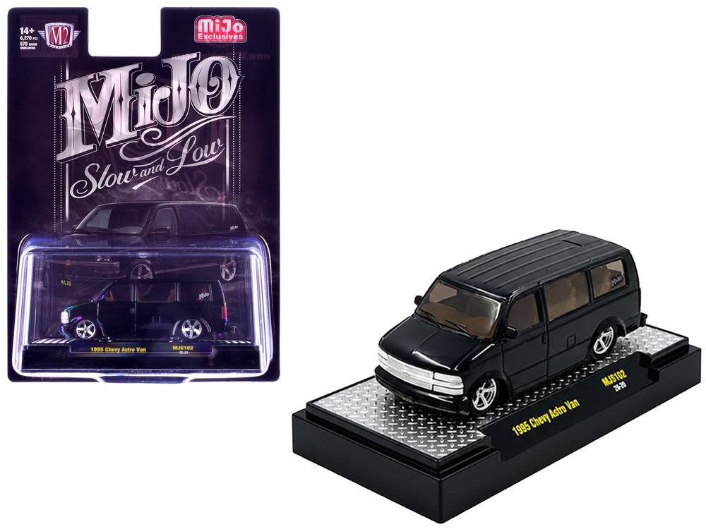 1995 Chevrolet Astro Van "Slow & Low" Black Limited Edition to 6720 pieces Worldwide 1/64 Diecast Model Car by M2 Machines