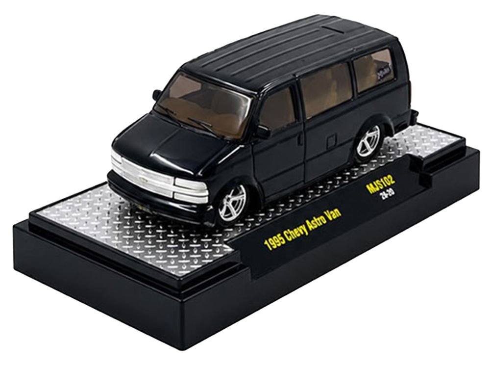 1995 Chevrolet Astro Van "Slow & Low" Black Limited Edition to 6720 pieces Worldwide 1/64 Diecast Model Car by M2 Machines view 2