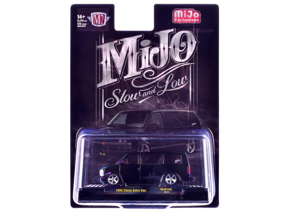 1995 Chevrolet Astro Van "Slow & Low" Black Limited Edition to 6720 pieces Worldwide 1/64 Diecast Model Car by M2 Machines view 3