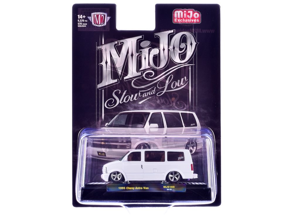 1995 Chevrolet Astro Van "Slow & Low" White Limited Edition to 6720 pieces Worldwide 1/64 Diecast Model Car by M2 Machines view 3