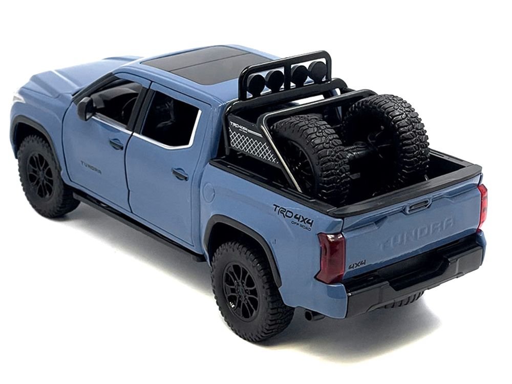 2023 Toyota Tundra TRD 4x4 Pickup Truck Cavalry Blue with Sunroof and Wheel Rack 1/24 Diecast Model Car view 5