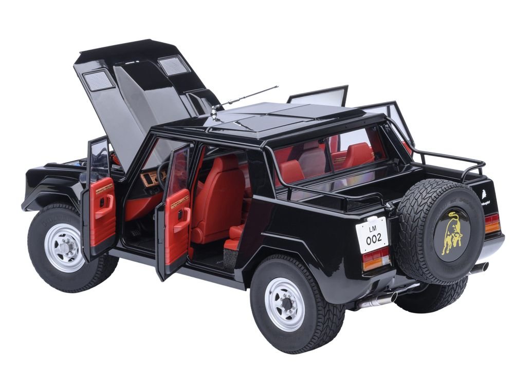 Lamborghini LM002 Nero Tenebre Black with Red Interior 1/18 Model Car by Autoart view 2