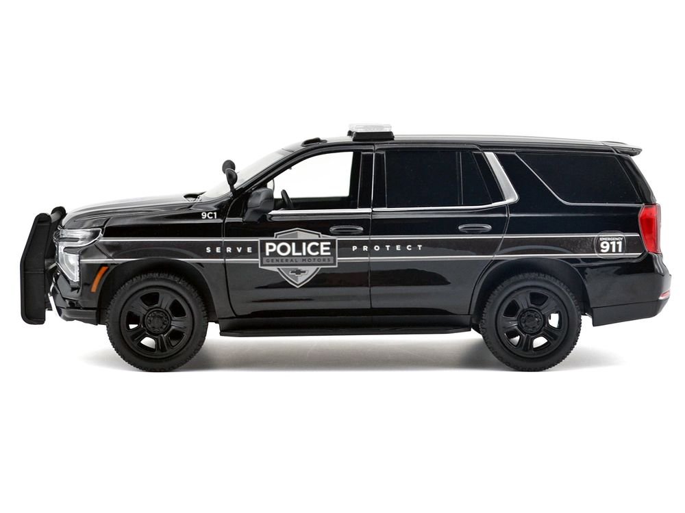 2025 Chevrolet Tahoe PPV "General Motors Police" Black "Custom Builder's Kit - Law Enforcement and Public Service" Series 1/24 Diecast Model Car by Motormax view 2