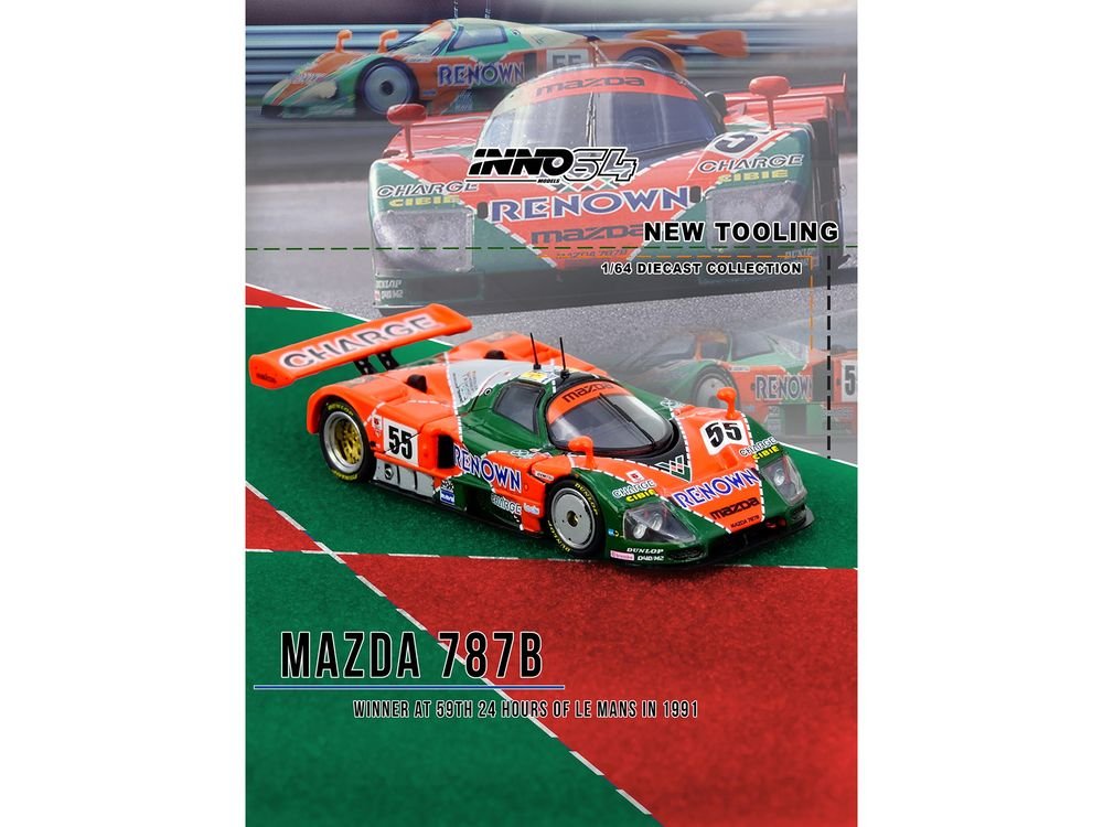Mazda 787B #55 Johnny Herbert - Volker Weidler - Bertrand Gachot "Mazdaspeed" Winner "24 Hours of Le Mans" (1991) 1/64 Diecast Model Car by Inno Models view 5