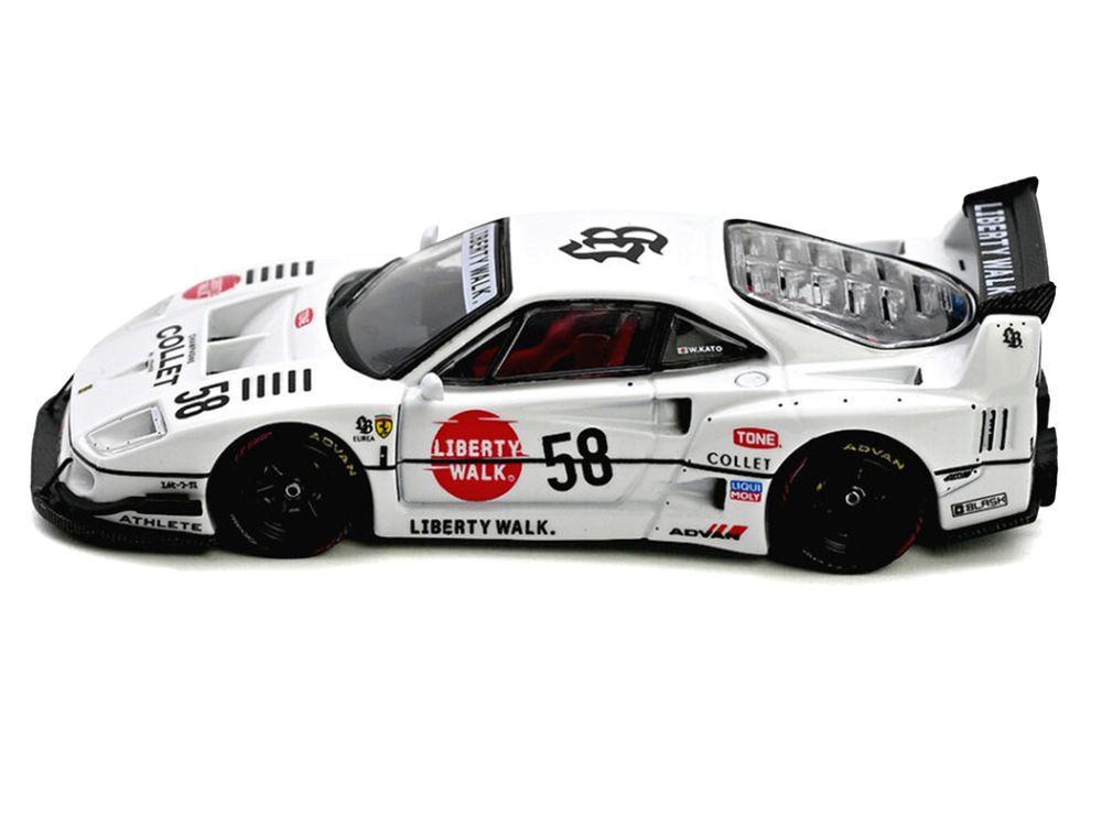LBWK (Liberty Walk) F40 #58 White with Graphics "Collet" 1/64 Diecast Model Car by Inno Models view 2