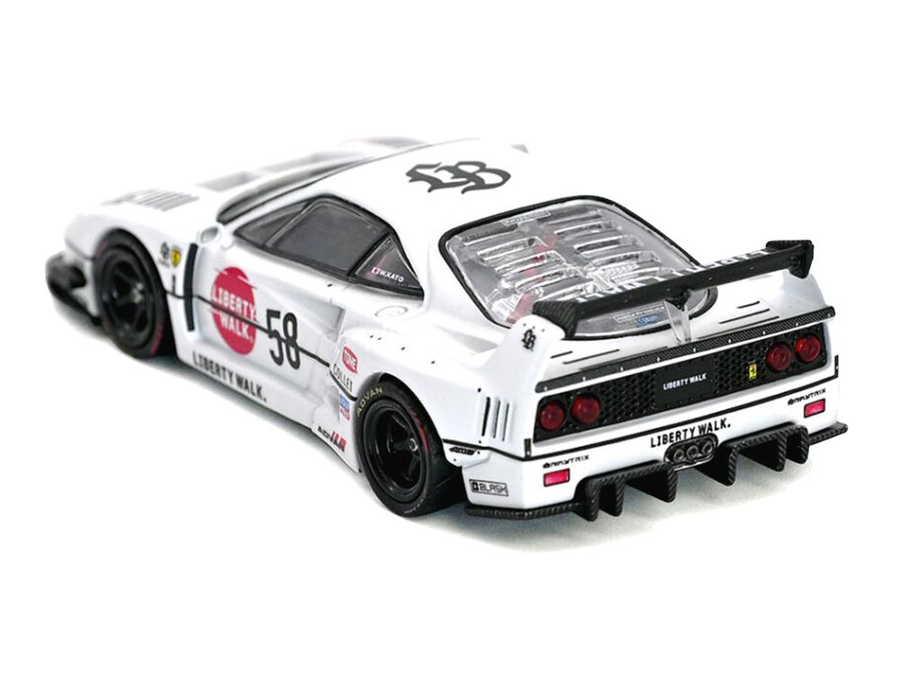 LBWK (Liberty Walk) F40 #58 White with Graphics "Collet" 1/64 Diecast Model Car by Inno Models view 3