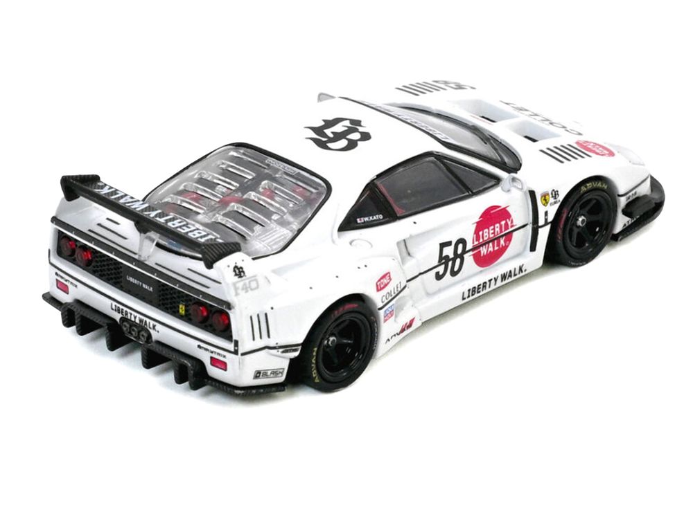 LBWK (Liberty Walk) F40 #58 White with Graphics "Collet" 1/64 Diecast Model Car by Inno Models view 4