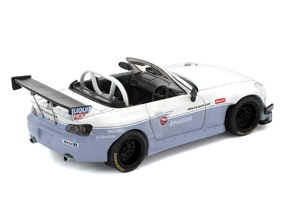 Honda Pandem S2000 RHD (Right Hand Drive) White and Blue Gray 1/64 Diecast Model Car by Pop Race view 4