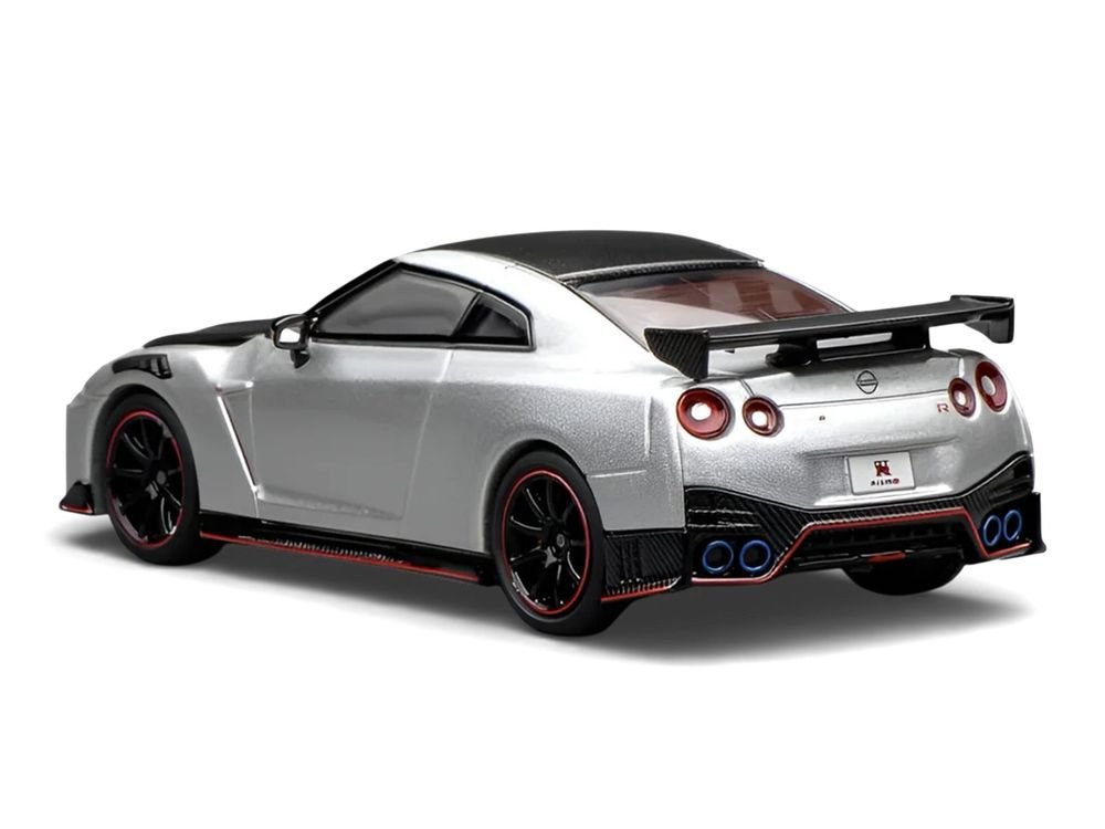 2022 Nissan GT-R Nismo (R35) RHD (Right Hand Drive) Ultimate Metal Silver Metallic with Carbon Hood and Top "Senior 64" Series 1/64 Diecast Model Car by MotorHelix view 5