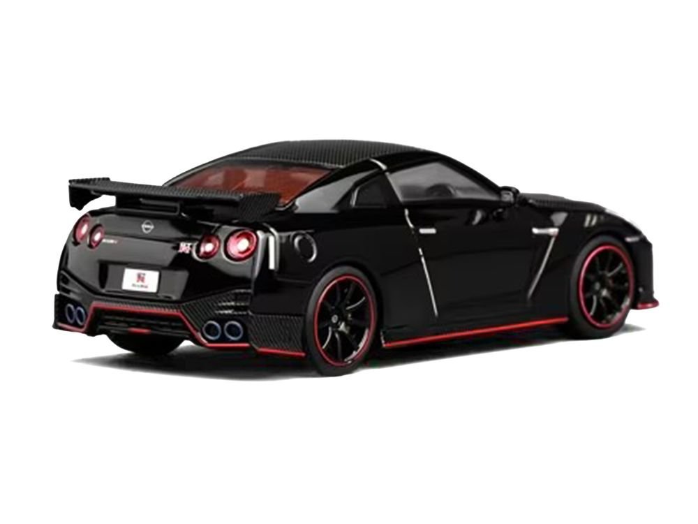2022 Nissan GT-R Nismo (R35) RHD (Right Hand Drive) Meteor Flake Black Pearl with Carbon Hood and Top "Senior 64" Series 1/64 Diecast Model Car by MotorHelix view 4
