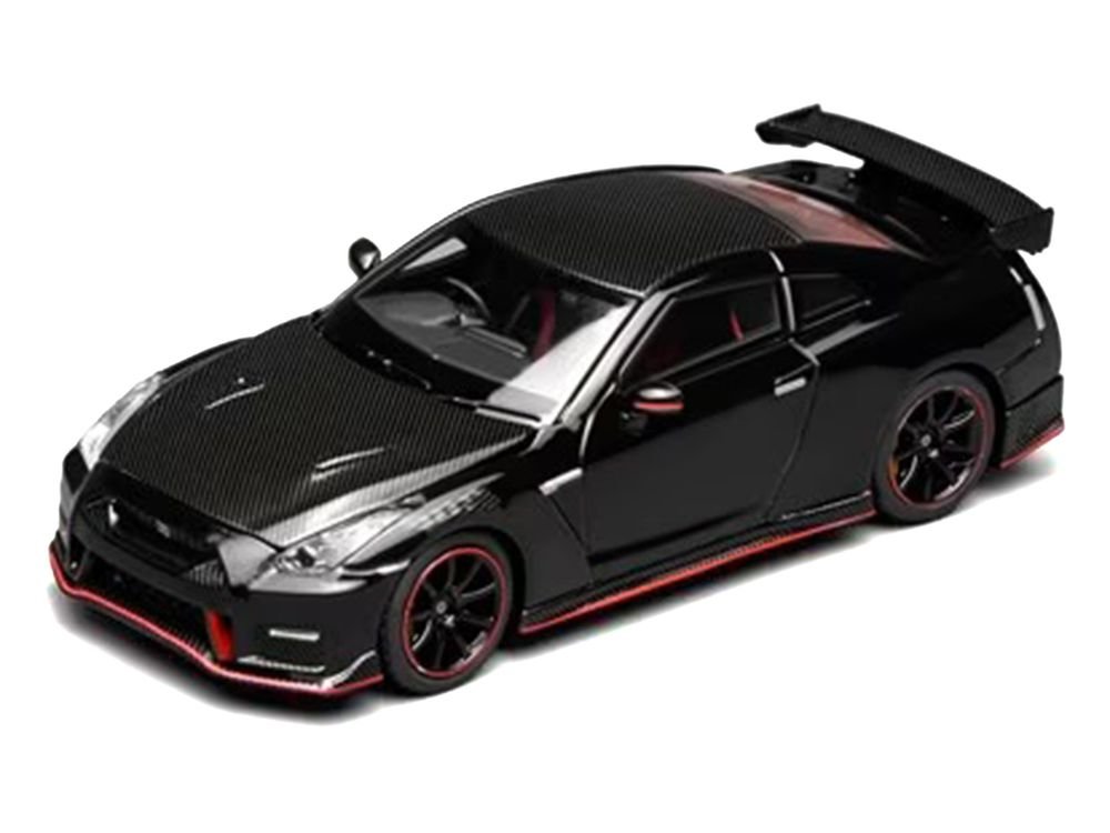 2022 Nissan GT-R Nismo (R35) RHD (Right Hand Drive) Meteor Flake Black Pearl with Carbon Hood and Top "Senior 64" Series 1/64 Diecast Model Car by MotorHelix view 5