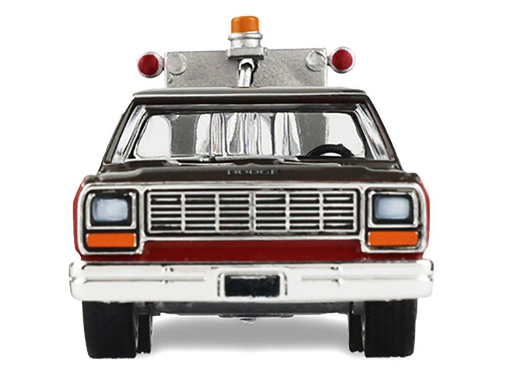 1983 Dodge Ram D-100 Royal SE Tow Truck with Drop-In Tow Hook "Hobby Shop Auto Mechanic" Brown and Red with Work Lights "The Hobby Shop" Series 17 1/64 Diecast Model Car by Greenlight view 4
