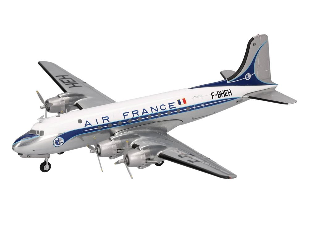 Douglas DC-4 Commercial Aircraft "Air France" (F-BHEH) White with Blue Stripes 1/200 Diecast Model by Herpa view 2