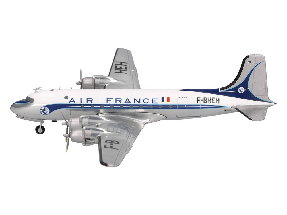 Douglas DC-4 Commercial Aircraft "Air France" (F-BHEH) White with Blue Stripes 1/200 Diecast Model by Herpa view 3