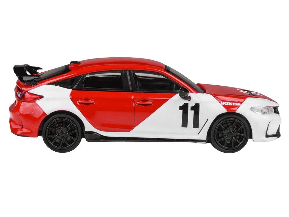 2025 Honda Civic Type R FL5 #11 "1965 Mexico GP Heritage" Red and White 1/64 Diecast Model Car by Paragon Models view 3
