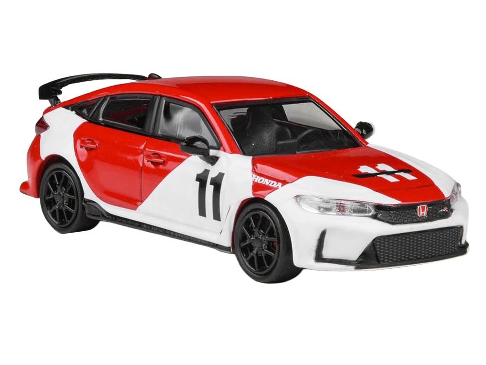 2025 Honda Civic Type R FL5 #11 "1965 Mexico GP Heritage" Red and White 1/64 Diecast Model Car by Paragon Models view 5